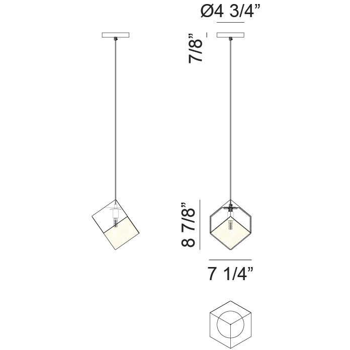 Cube 1 Light 7.25 inch Matte Black Pendant Ceiling Light