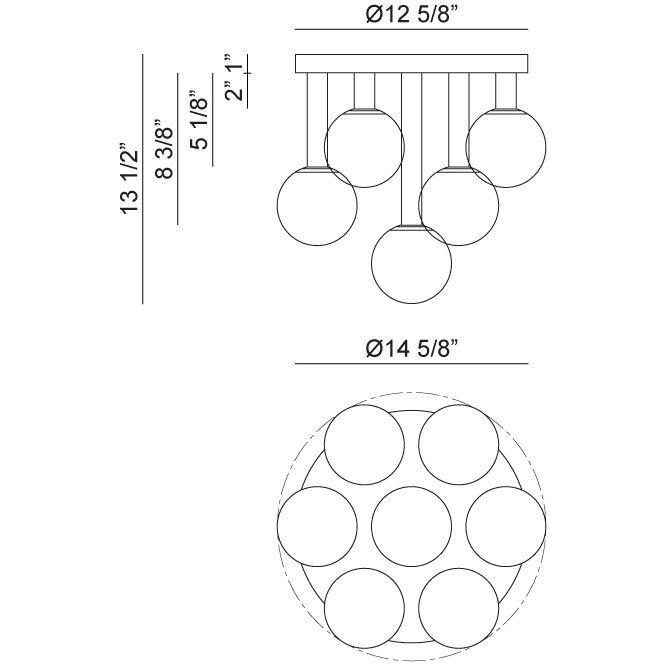 Stellar 7 Light 15 inch Black Flush Mount Ceiling Light in Black and Clear