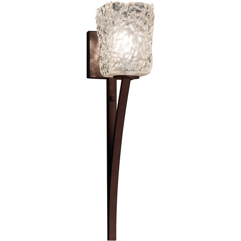 Veneto Luce Wall Sconce Wall Light in 700 Lm LED, Dark Bronze, Clear Textured (Veneto Luce), Square with Rippled Rim