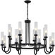 Anchor 16 Light 42.5 inch Matte Black and Clear Frosted Chandelier Ceiling Light