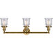 Franklin Restoration Small Canton 3 Light 30 inch Brushed Brass Bath Vanity Light Wall Light in Seedy Glass, Franklin Restoration