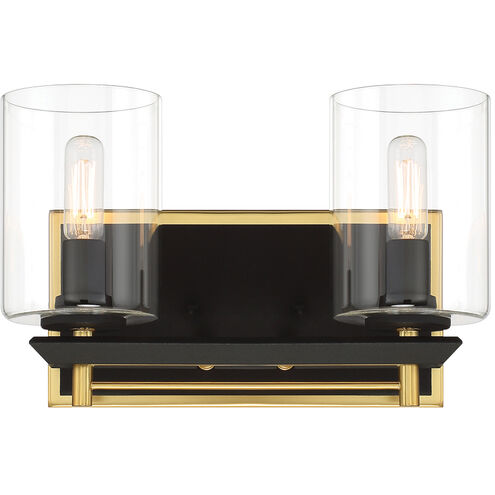 Sable Point 2 Light 11.88 inch Sand Coal With Honey Gold Bath Lamp Wall Light