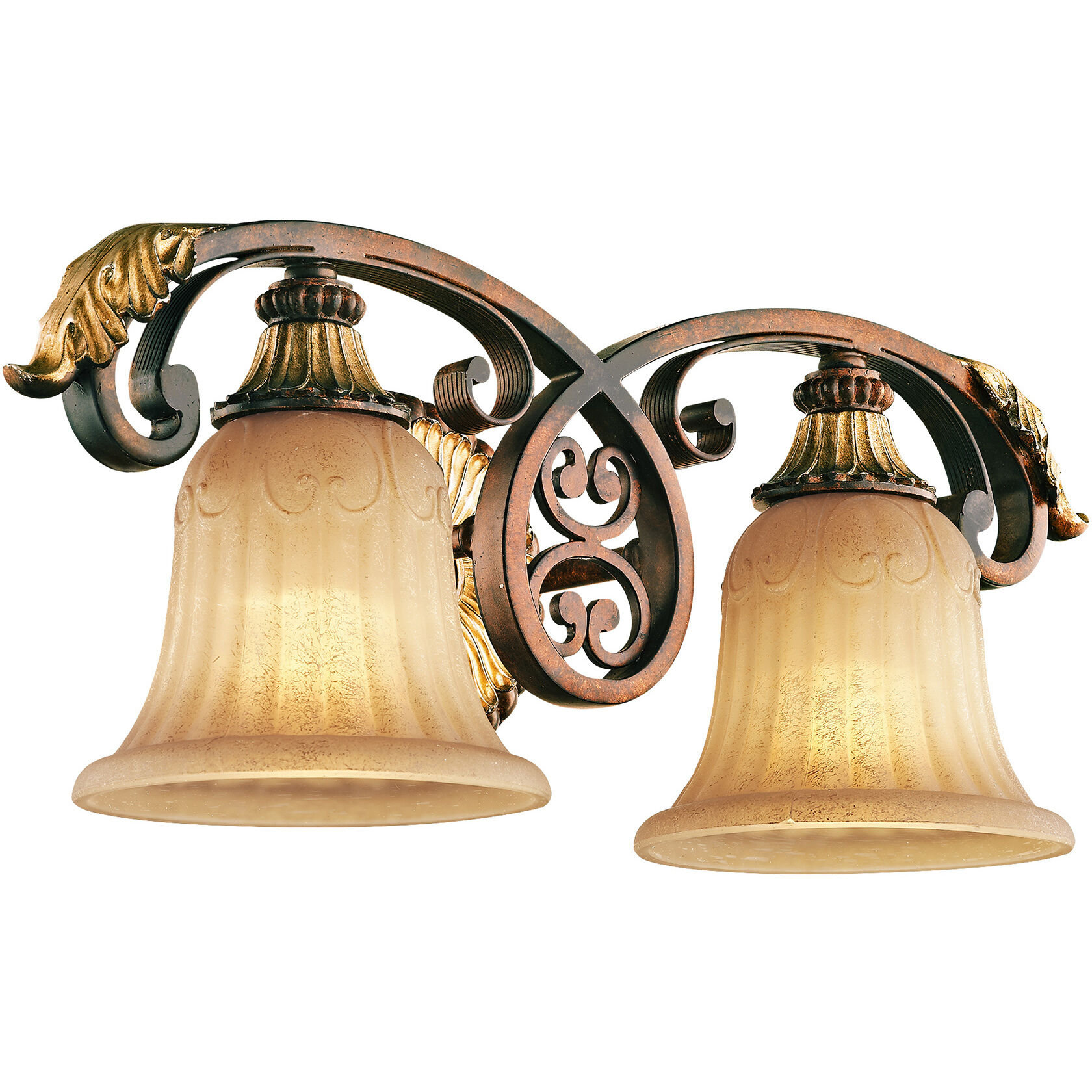 Villa Verona 2 Light 19 inch Verona Bronze with Aged Gold Leaf Accents Bath Vanity Wall Light