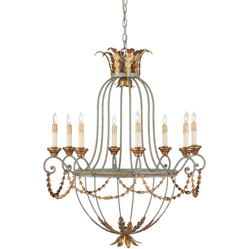 Elegance 8 Light 29 inch Etruscan/Gold Leaf Chandelier Ceiling Light