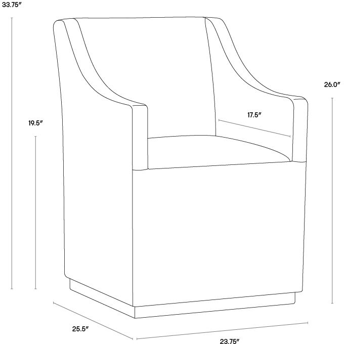 Zane Piccolo Pebble Wheeled Dining Armchair, Wheeled