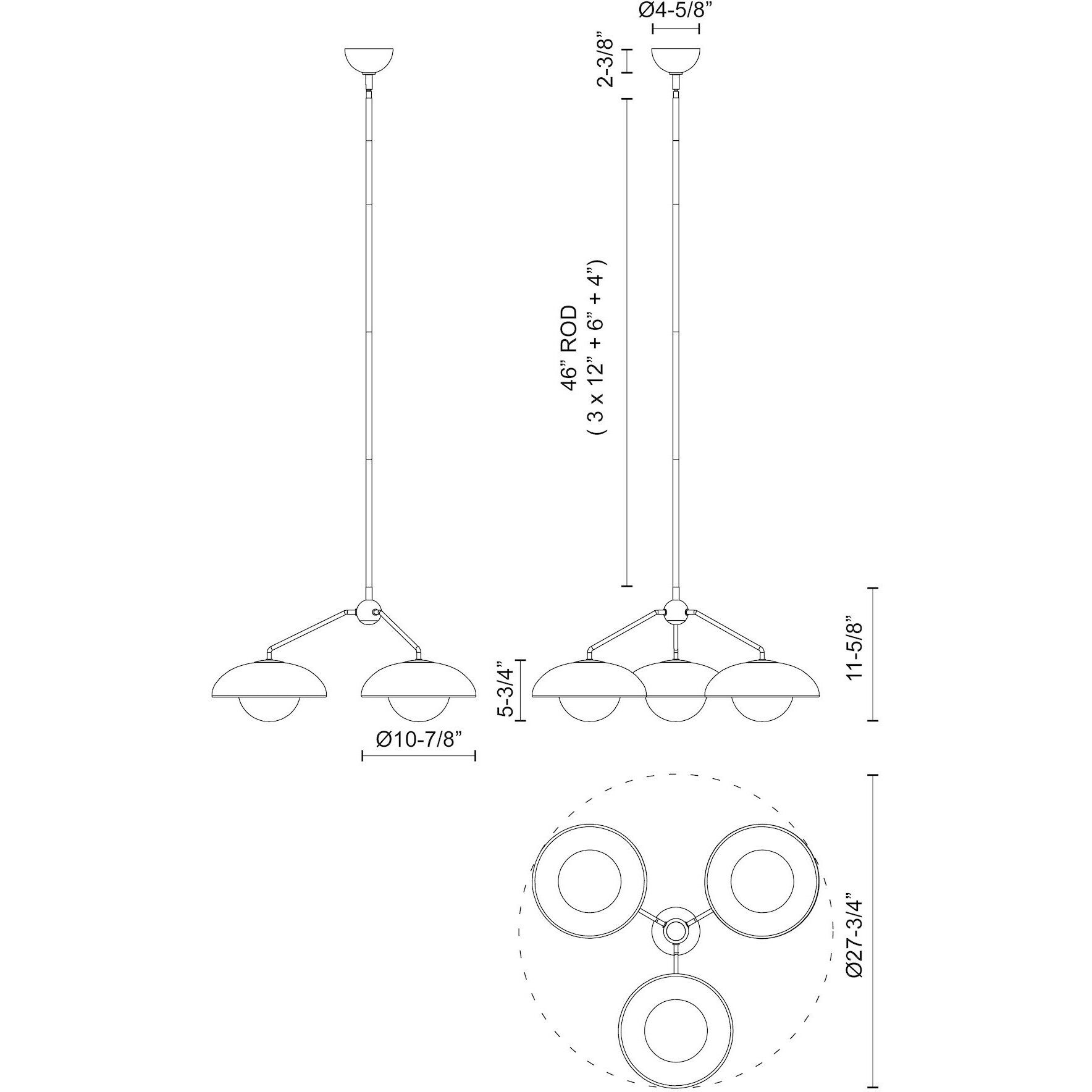Alora Mood Rubio 3 Light 27.75 inch Matte Black Chandelier Ceiling Light