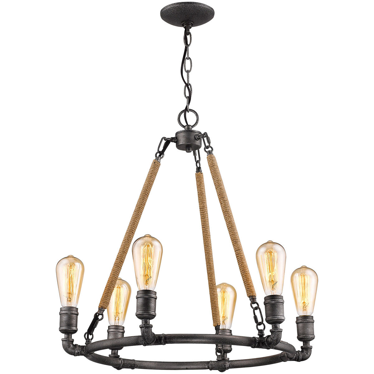 Grayson 6 Light 28 inch Antique Gray Chandelier Ceiling Light