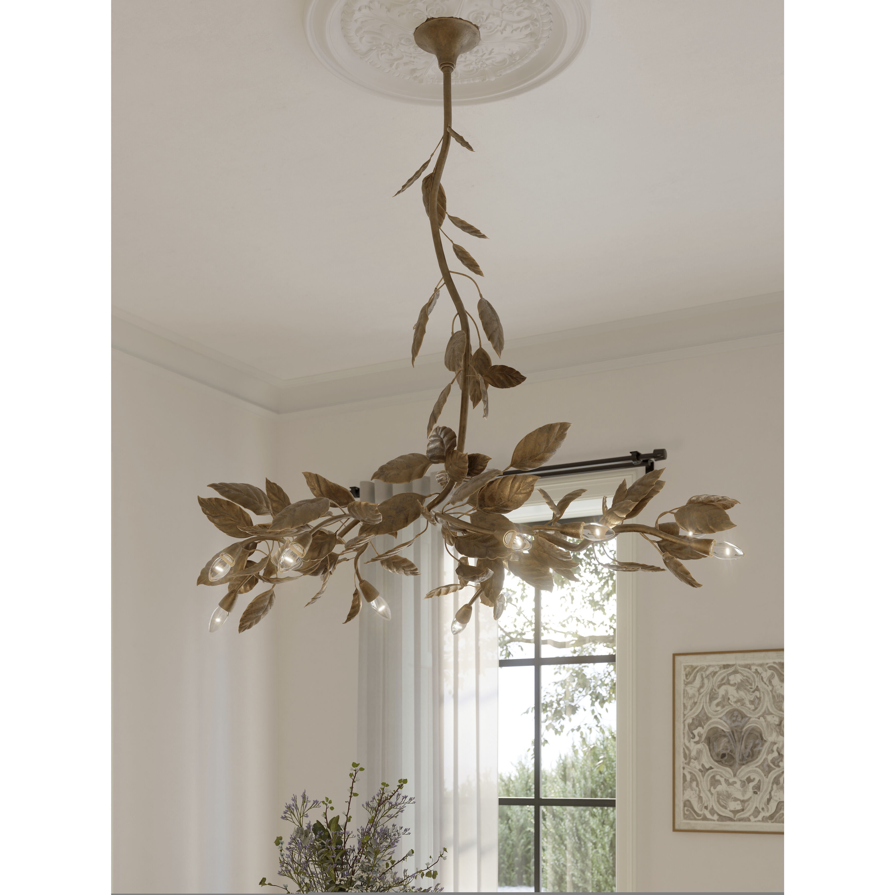 Seraphine 11 Light 60 inch Weathered Gold Linear Chandelier Ceiling Light