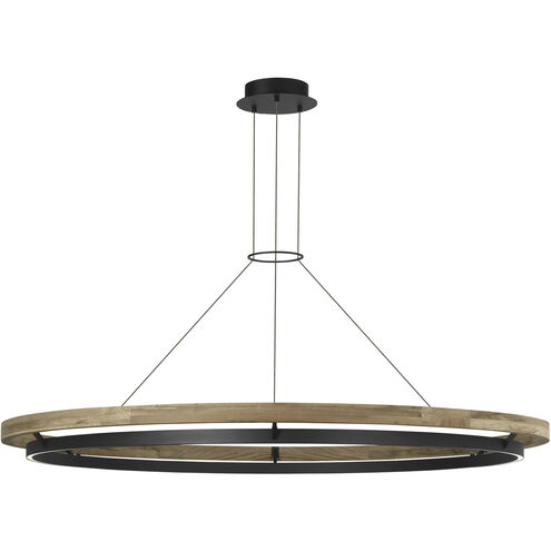 Sean Lavin Grace LED 65 inch Textured Black and Teak Wood Outdoor Chandelier