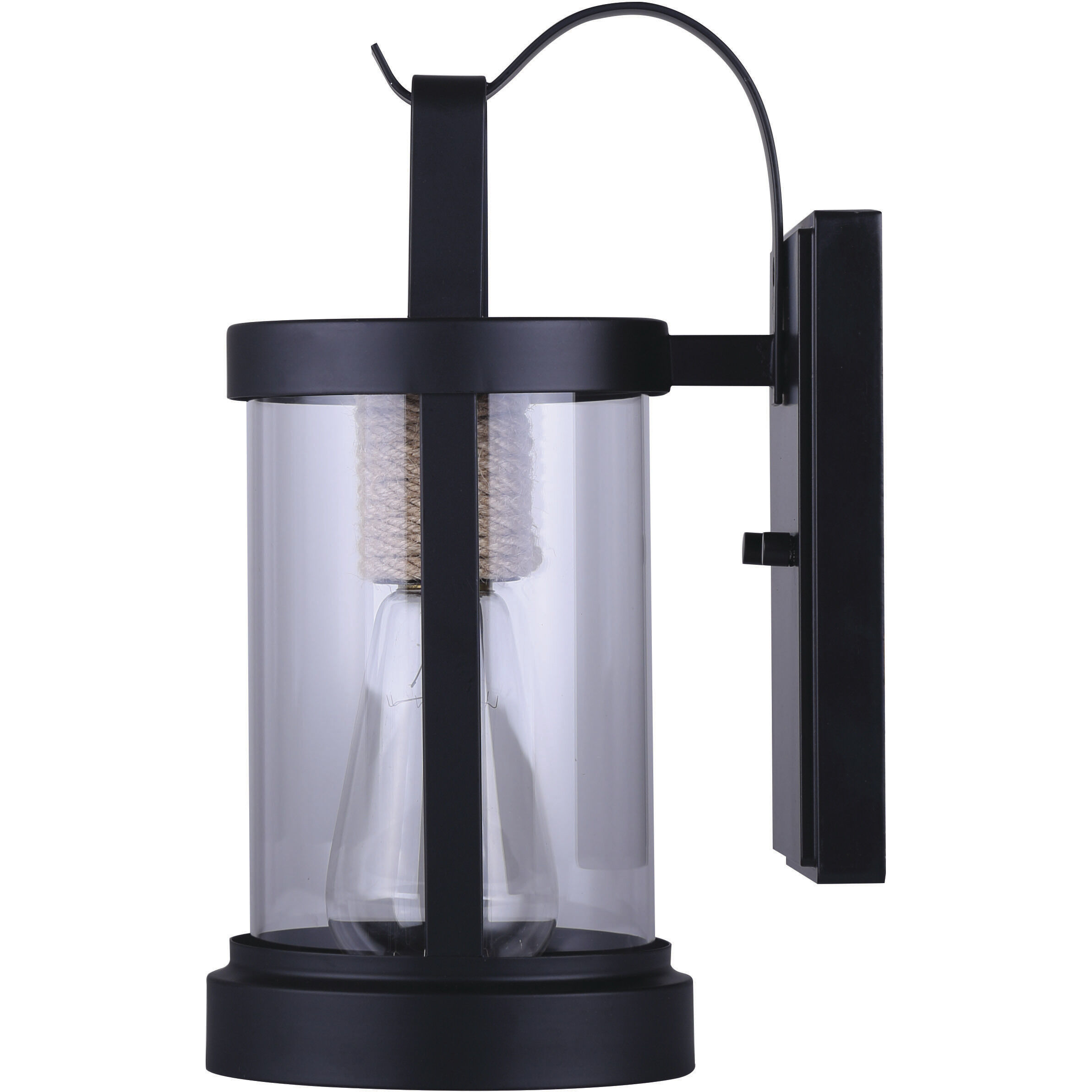Madison 1 Light 12 inch Matte Black and Rope Outdoor Wall Light