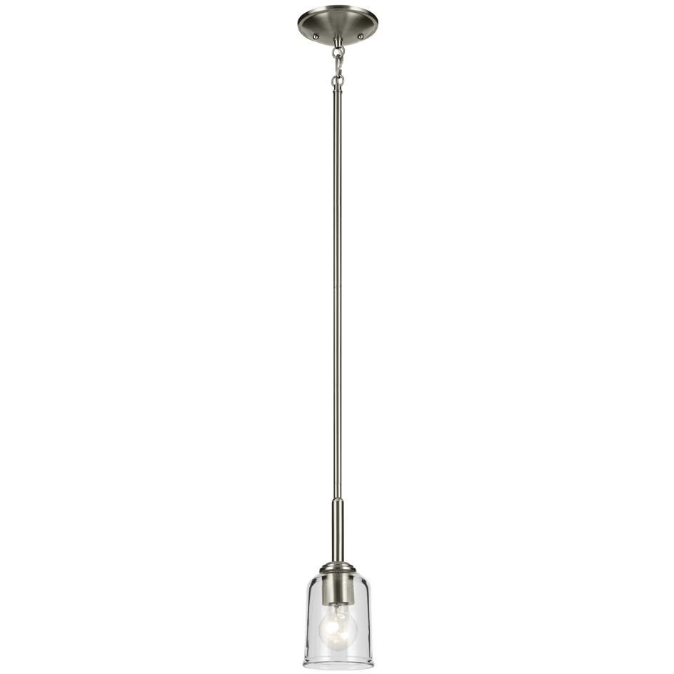 Shailene 1 Light Brushed Nickel Mini Pendant Ceiling Light in Clear