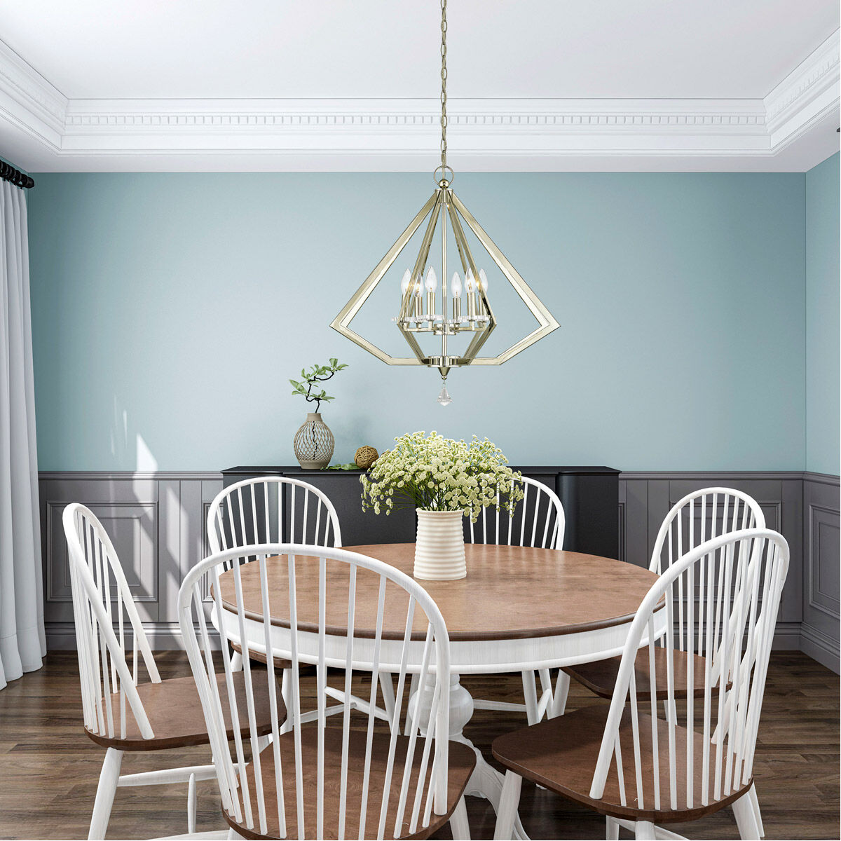 Diamond 6 Light 25 inch Polished Nickel Chandelier Ceiling Light