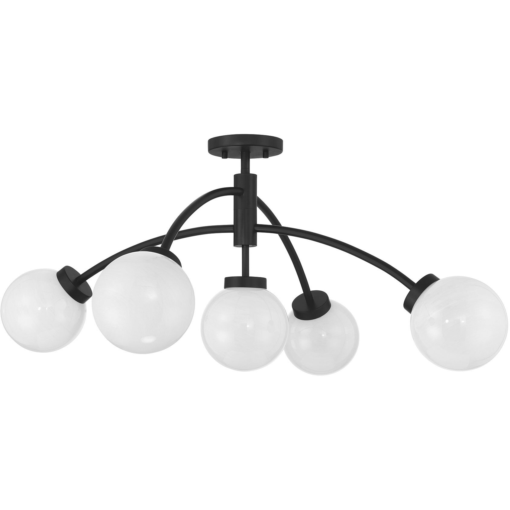 Redfield 5 Light 36 inch Matte Black Convertible Semi-Flush Ceiling Light