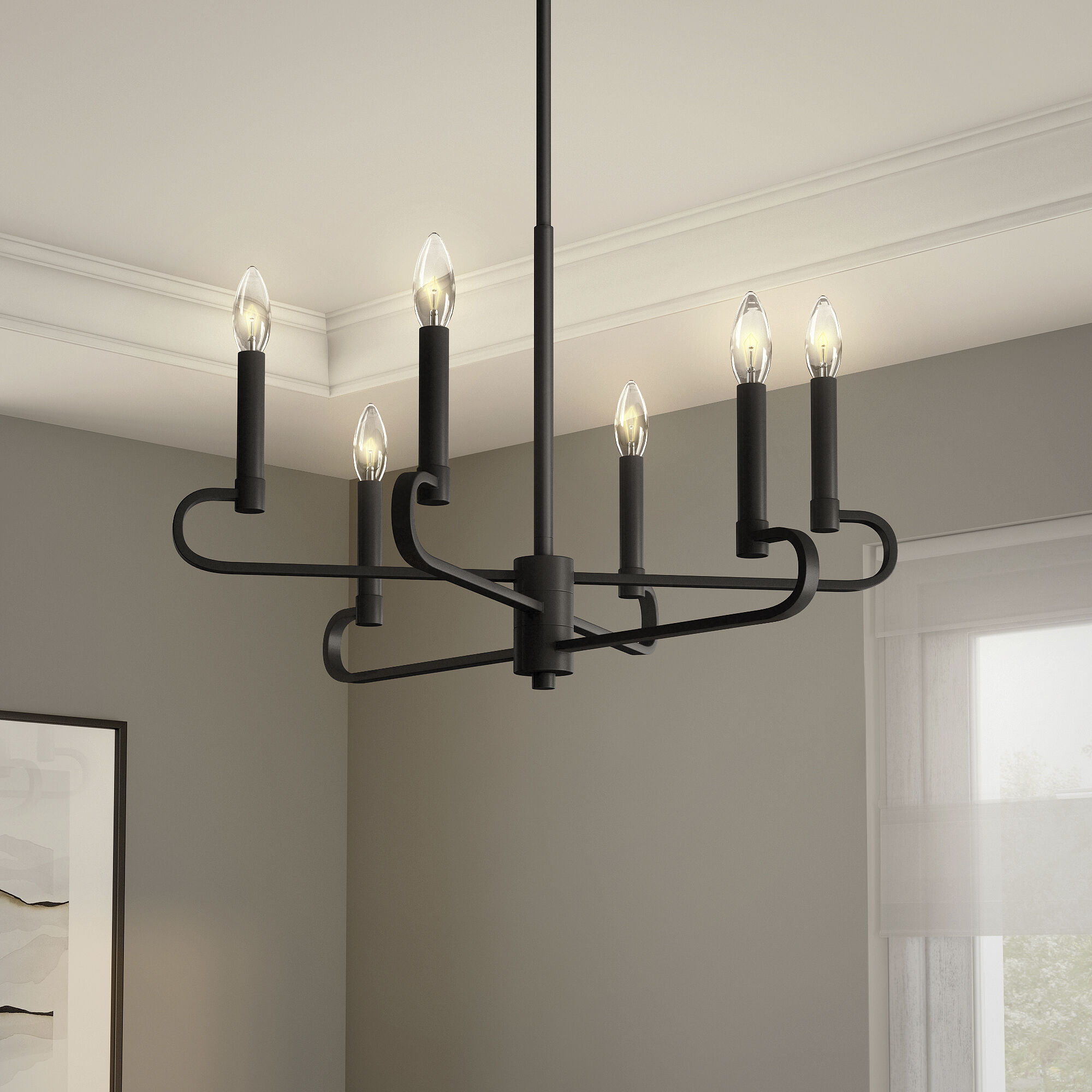 Summit 6 Light 26 inch Matte Black Chandelier Ceiling Light