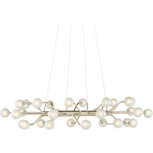 Chaldea 30 Light 39.5 inch Contemporary Silver Leaf and Frosted Chandelier Ceiling Light