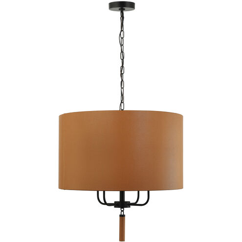 Secret Agent 4 Light 24 inch Black and Camel Leather Pendant Ceiling Light