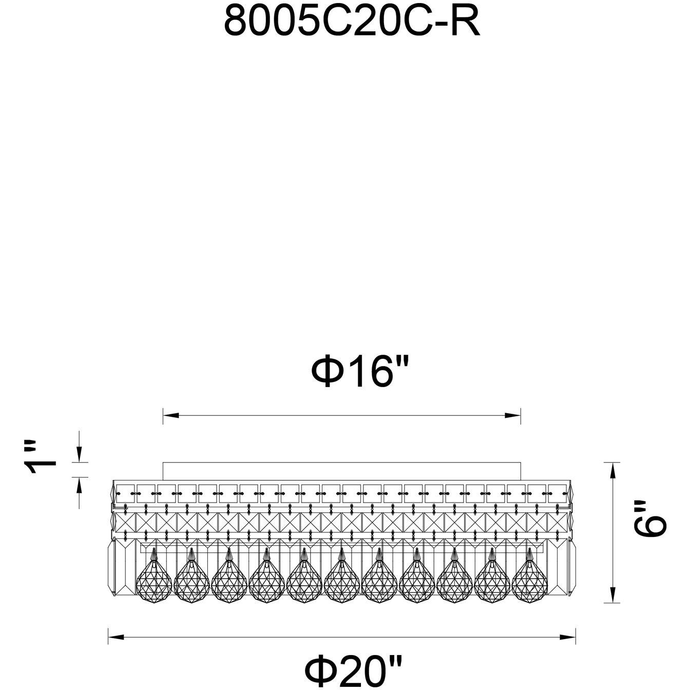 Colosseum 8 Light 20 inch Chrome Flush Mount Ceiling Light