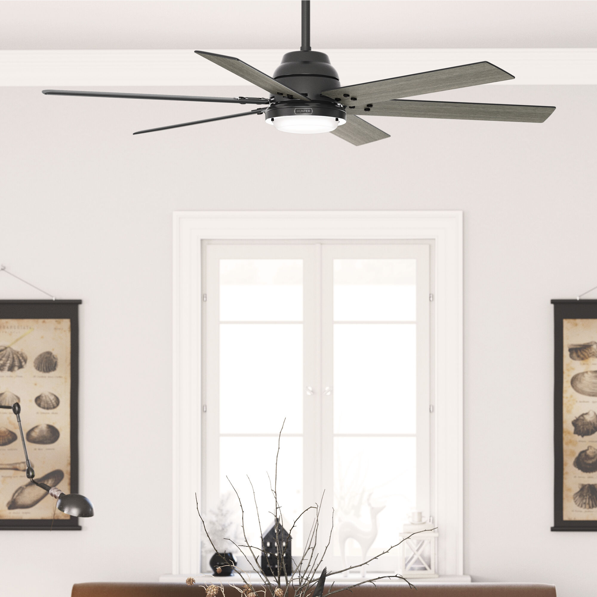 Hunter Fan 51951 Gravity 60 inch Matte Black with Dark Gray