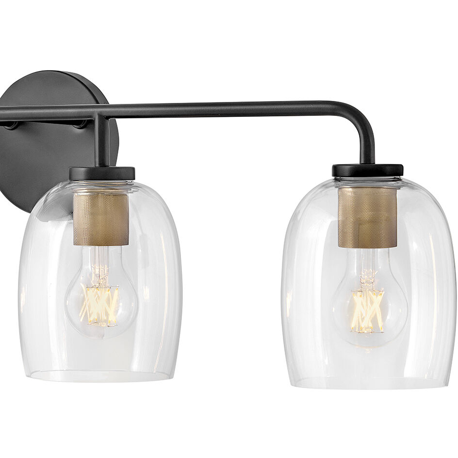 Percy 4 Light 33 inch Black with Lacquered Brass Bath Light Wall Light