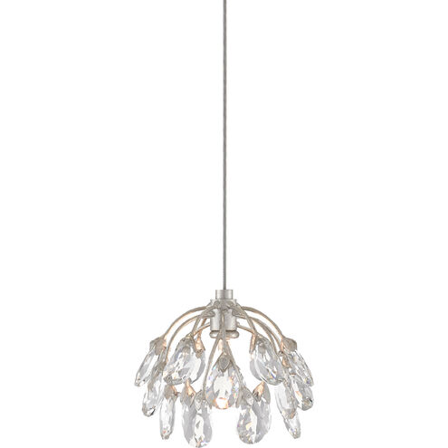 Crystal Bud 1 Light 6 inch Painted Silver/Contemporary Silver Leaf Multi-Drop Pendant Ceiling Light