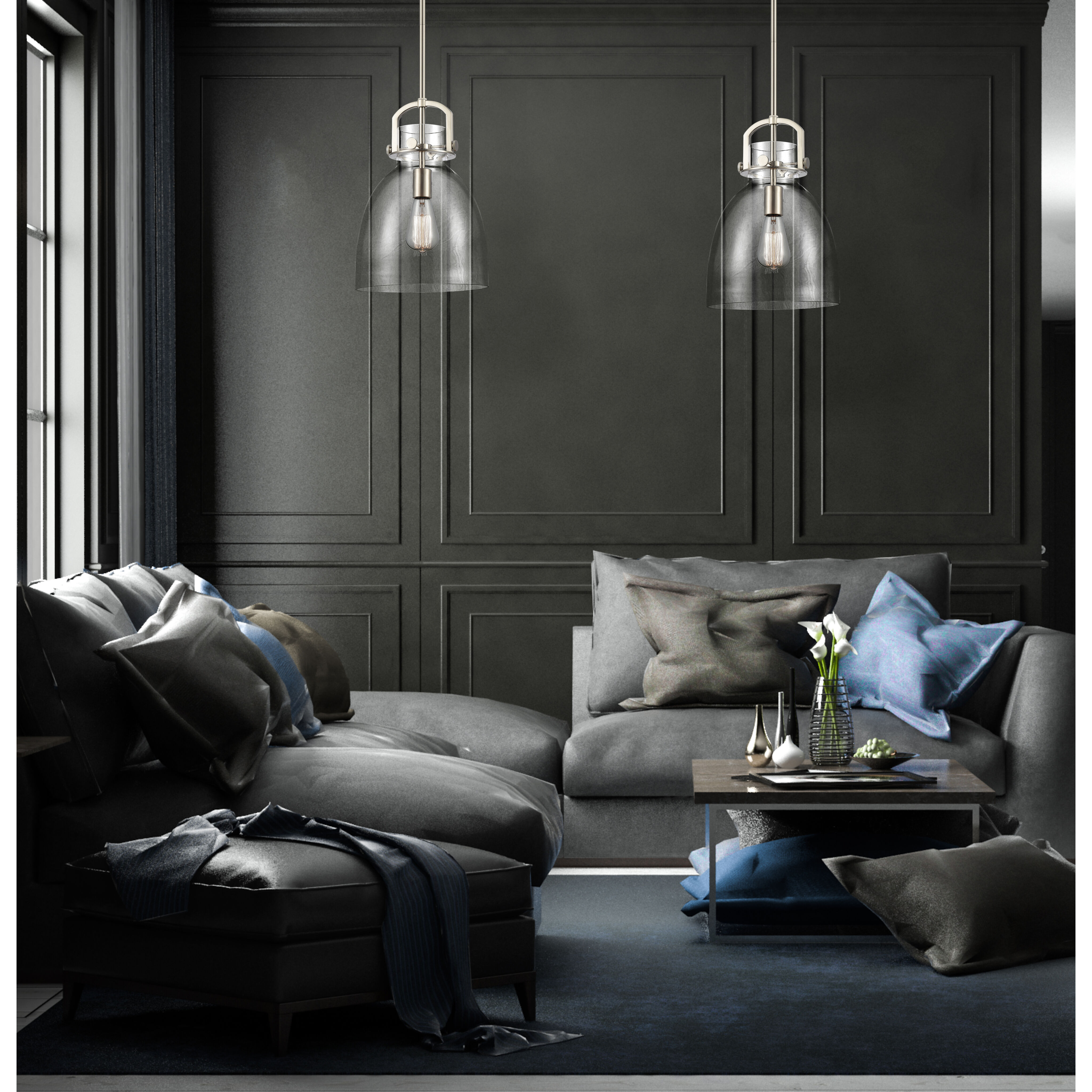 Restoration Newton LED 10 inch Brushed Satin Nickel Mini Pendant Ceiling Light, Restoration