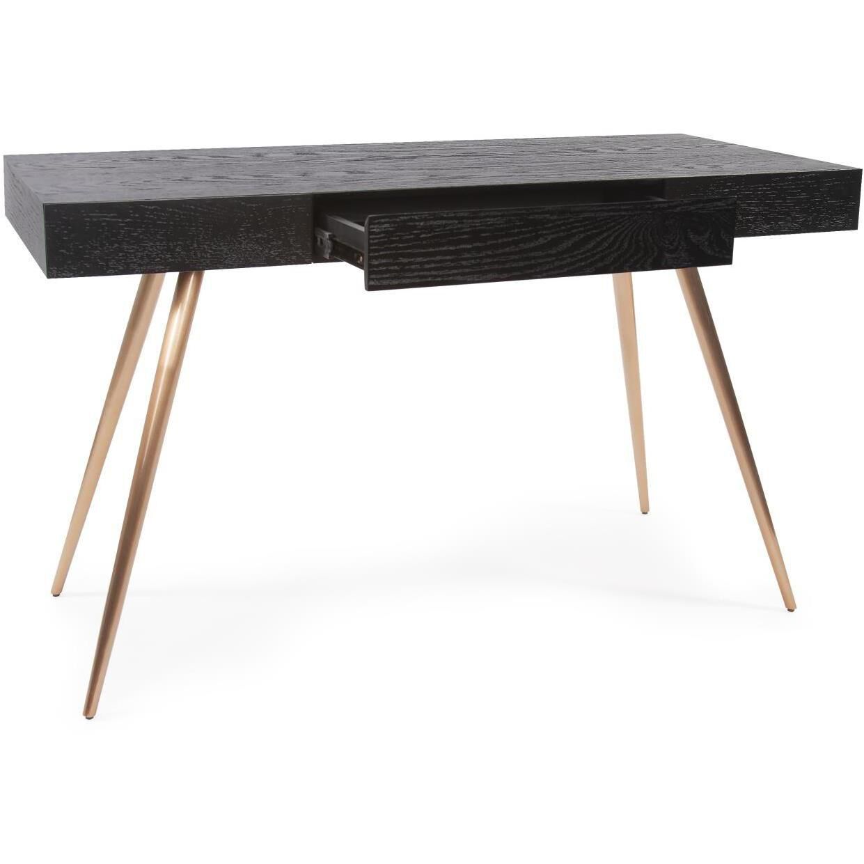 Millard 50 inch Black and Antique Brass Writing Desk