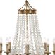 Frosted Crystal Bead 8 Light 28 inch Antique Gold Chandelier Ceiling Light