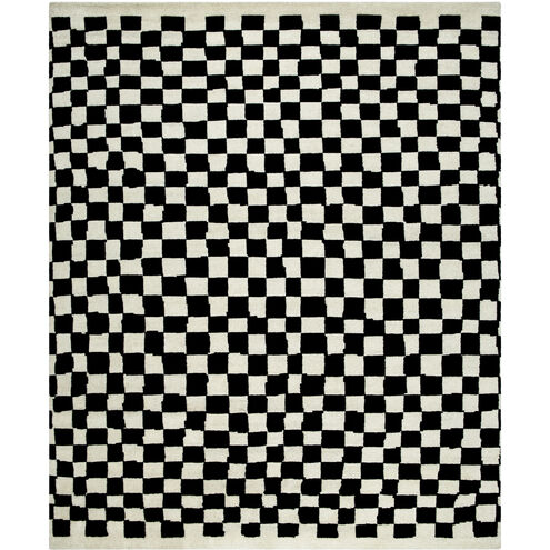 Damier 120 X 96 inch Ivory / Black Handmade Rug in 8 x 10