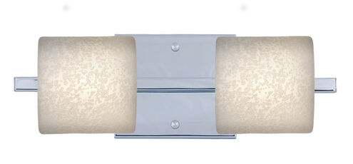 Paolo 2 Light 15 inch Chrome Vanity Lighting Wall Light in Halogen, Stucco Glass