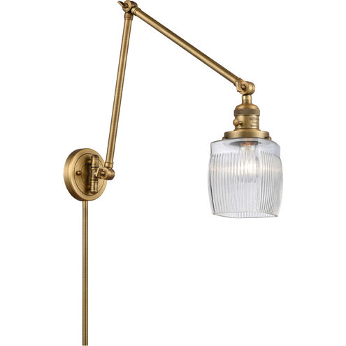 Colton 30 inch 3.50 watt Brushed Brass Swing Arm Wall Light, Franklin Restoration