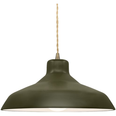 Radiance LED 13.5 inch Matte Green and Antique Brass Pendant Ceiling Light