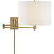 Thomas O'Brien Hudson 28.5 inch 60 watt Hand-Rubbed Antique Brass Swing Arm Sconce Wall Light in Linen