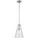 Everly 1 Light Brushed Nickel Pendant Ceiling Light in Clear Seeded
