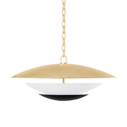 Adara 4 Light 27 inch Vintage Gold Leaf And Soft Black Pendant Ceiling Light