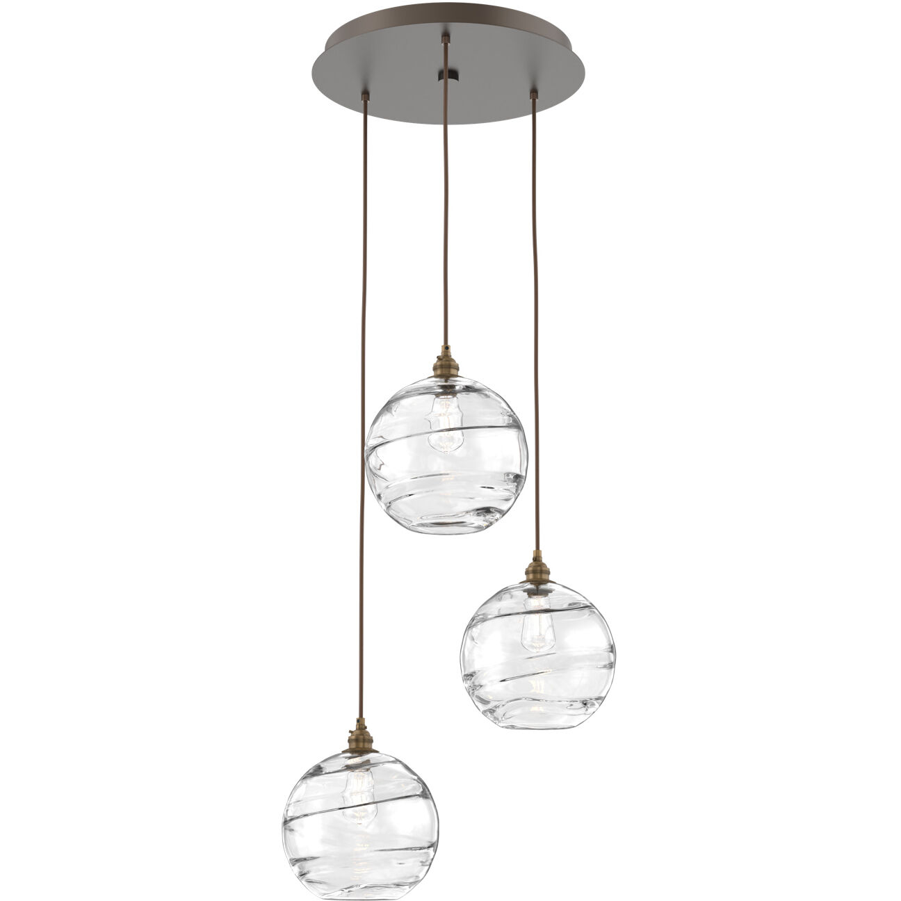 Terra 3 Light Flat Bronze Chandelier Ceiling Light, Round Multi-Port