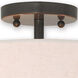 Monroe 3 Light 15 inch English Bronze Semi-Flush Ceiling Light