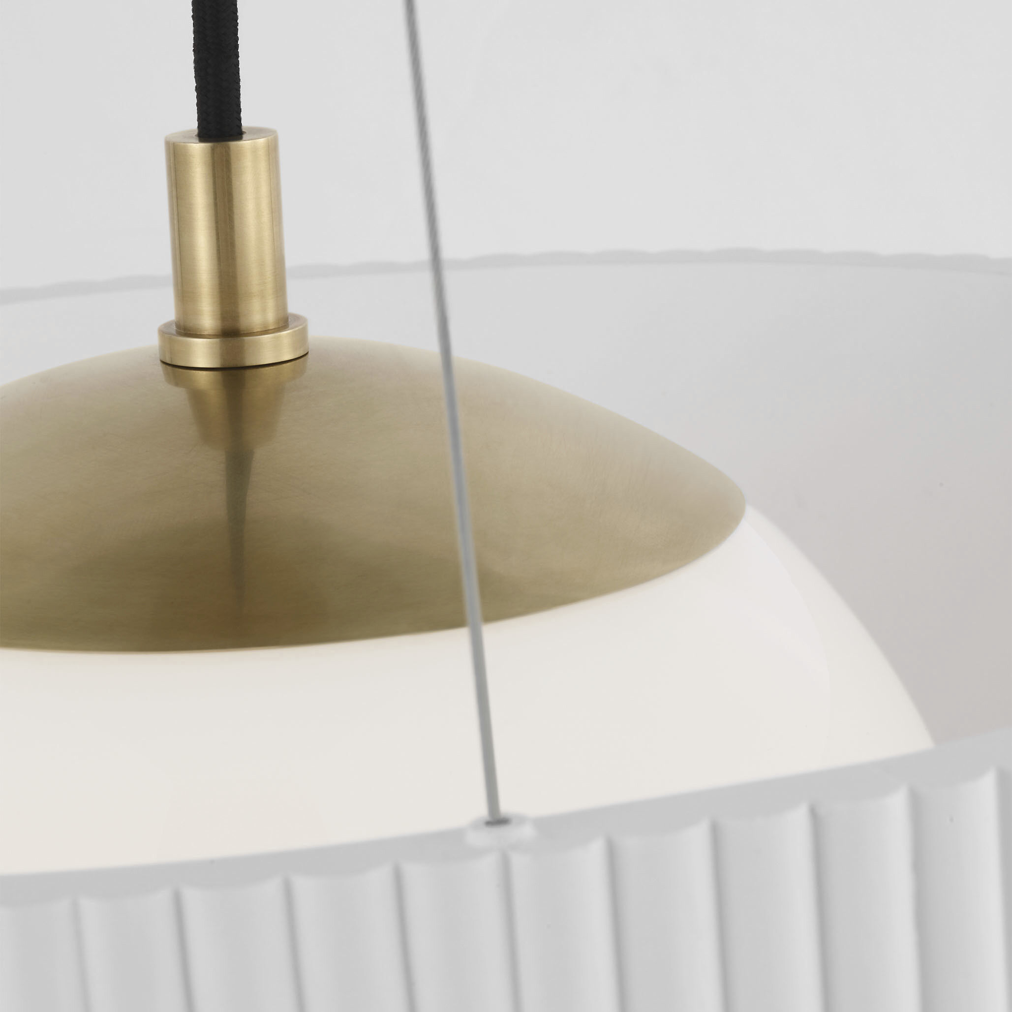 Windsor Smith Arena LED 18.5 inch Hand-Rubbed Antique Brass and Matte White Ring and Globe Chandelier Ceiling Light