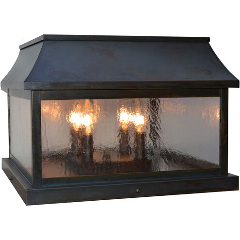 Providence 4 Light 11 inch Verdigris Patina Column Mount in Rain Mist
