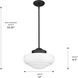 Ingalls 1 Light 12 inch Matte Black Pendant Ceiling Light in Vintage Milk Glass, Medium