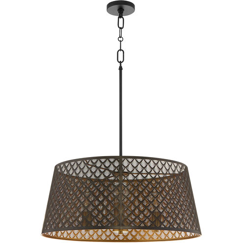 Benedict 3 Light 24 inch Matte Black and Aged Brass Pendant Ceiling Light
