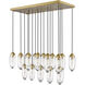 Arden 17 Light 42 inch Rubbed Brass Linear Chandelier Ceiling Light