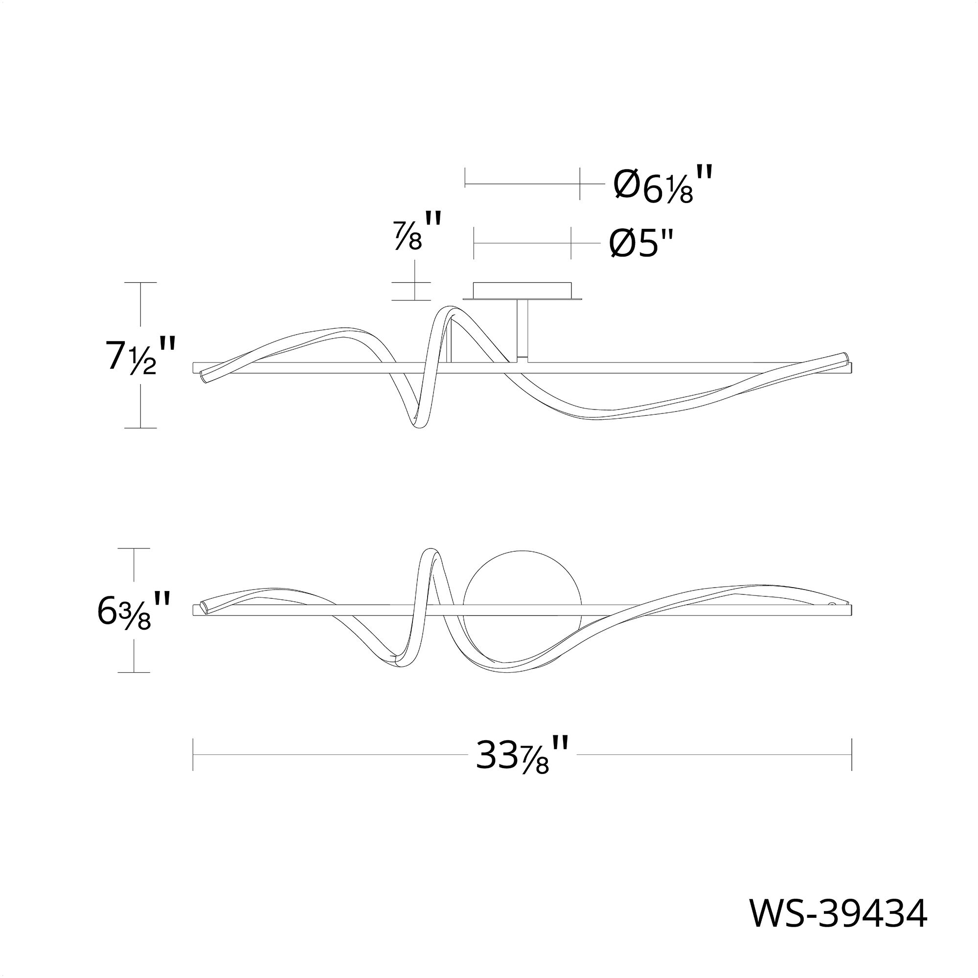 Corkscrew LED 33.88 inch Black Bath Vanity & Wall Light in 2700K, dweLED