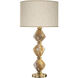 Natural Inspirations 30.5 inch 100 watt Gold Table Lamp Portable Light in Amber Agate Studio Glass, Beige Fabric