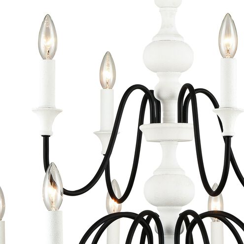 Val de Loire 12 Light 36 inch White Coral with Black Chandelier Ceiling Light