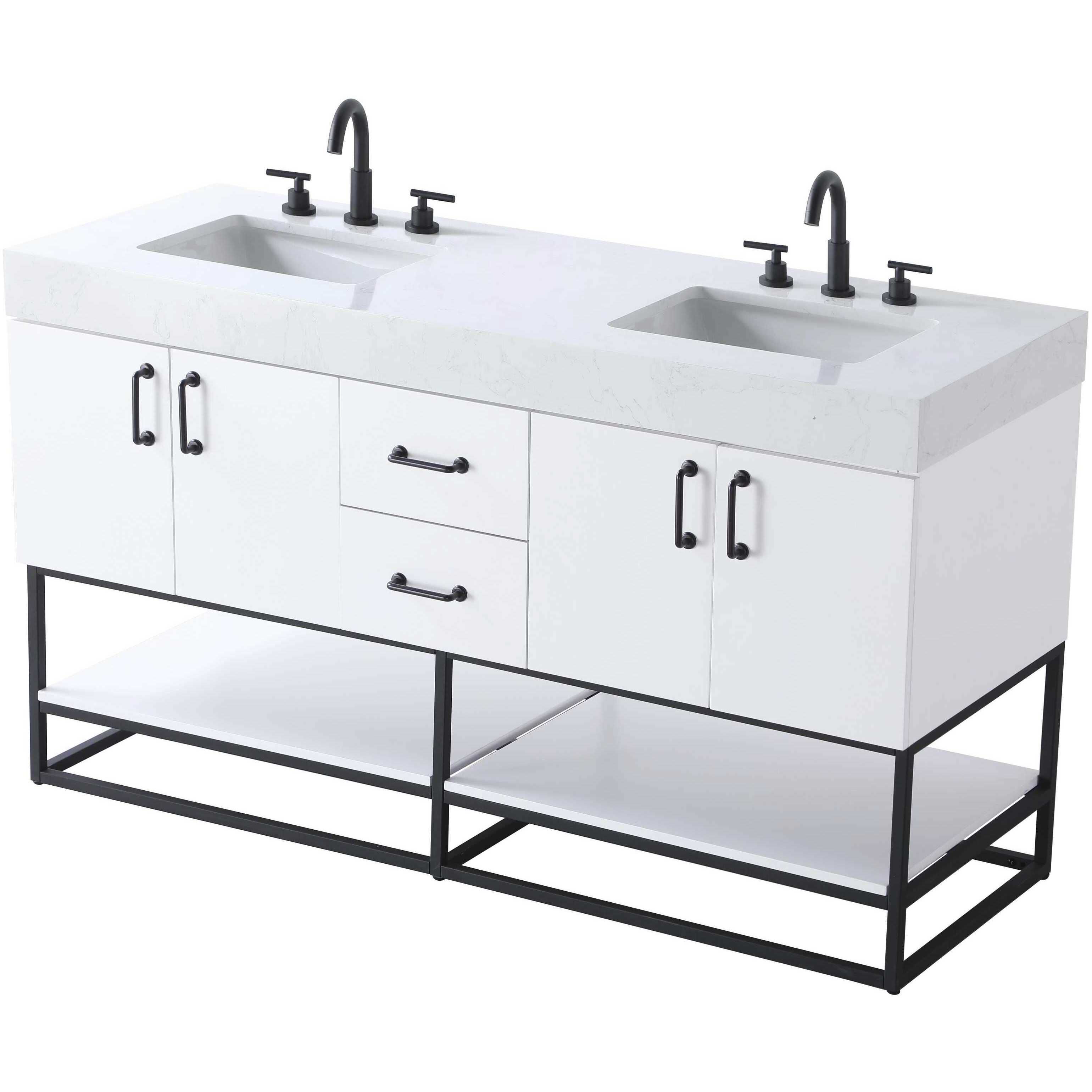 Caroline 60 X 34 inch White Bathroom Vanity Cabinet