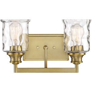 Drake 2 Light 15 inch Brushed Gold Bath Bar Wall Light