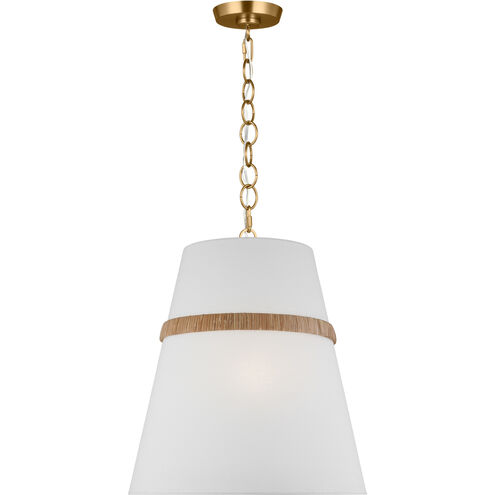AH by Alexa Hampton Cordtlandt 3 Light 18 inch Burnished Brass with Rattan Pendant Ceiling Light