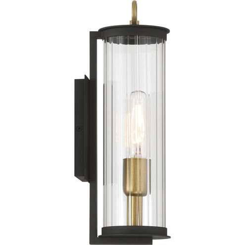 Cara 1 Light 14 inch Legacy Brass and Dark Matte Black Outdoor Wall Sconce