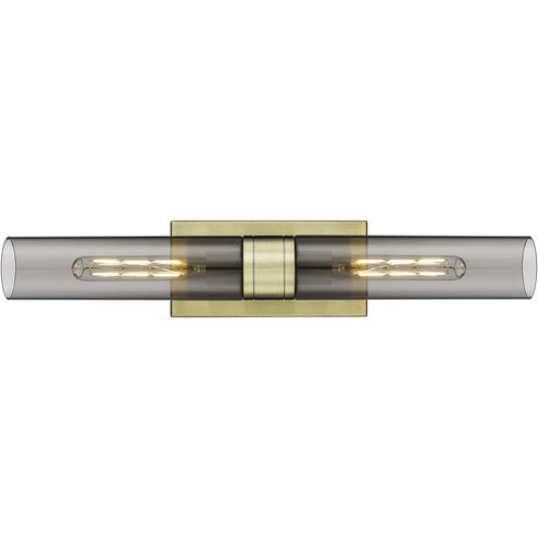 Ballston Urban 2 Light 24 inch Antique Brass Bath Vanity Light Wall Light in Plated Smoke Glass