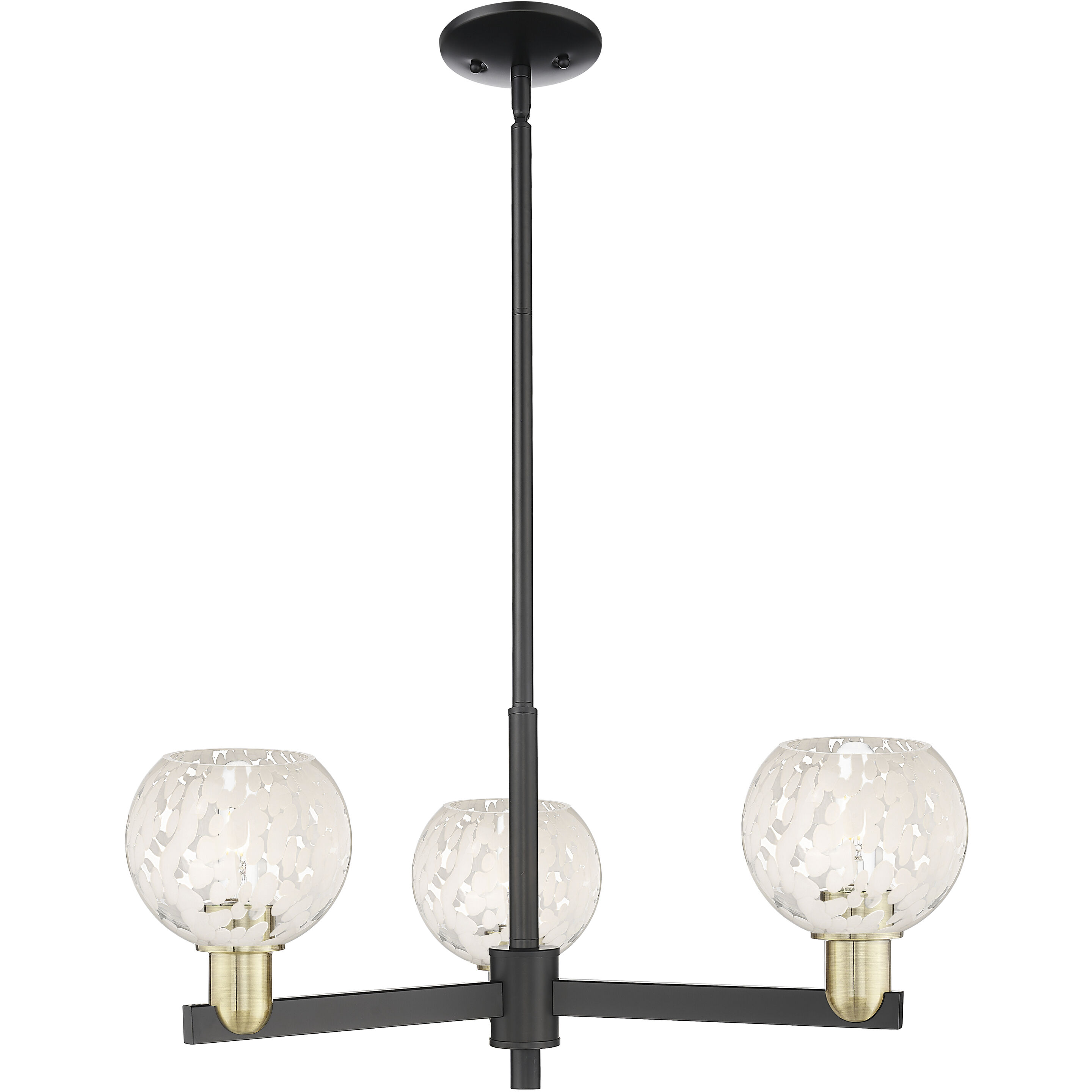 Arcadia White Mouchette 3 Light 27.75 inch Black Antique Brass Chandelier Ceiling Light